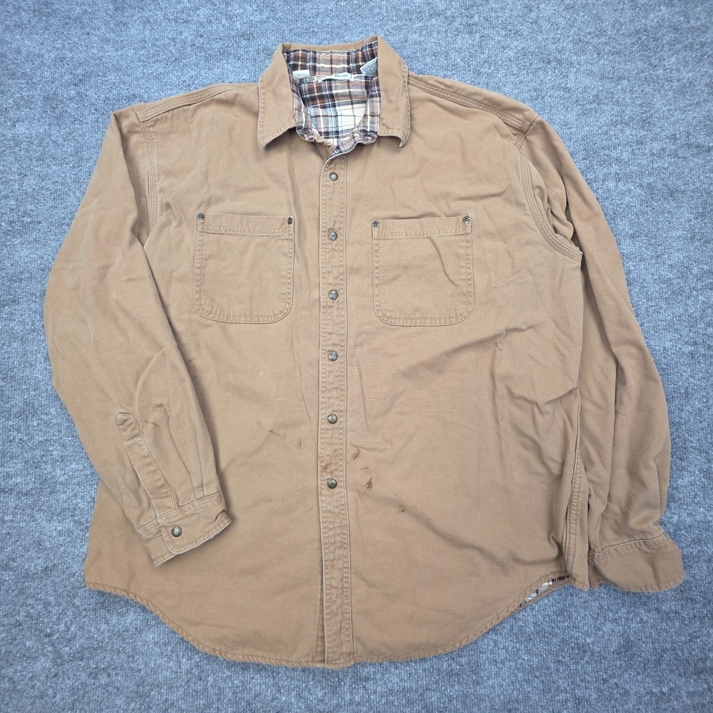 Vtg LL Bean Hurricane Shirt Jacket X-Large Flannel Lined Canvas Shacket Canada